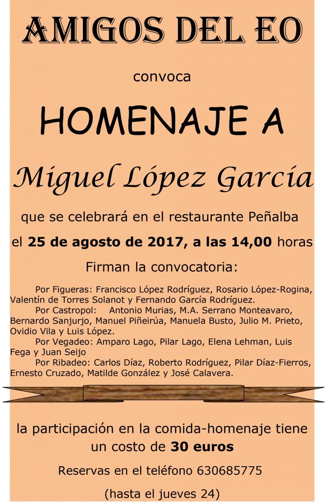 Amigos del Eo homenajea a Miguel López García, marino y escritor